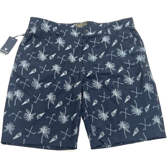 Maelreg Performance Proflex Shorts Dark Navy Hawaii Club Print SPF 30+ Nwt - Picture 2 of 9